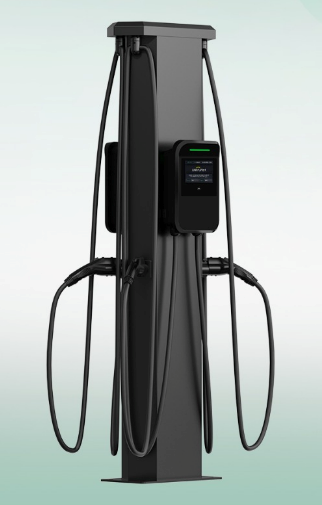 Back-to-back pedestal with cable management system for AC chargers